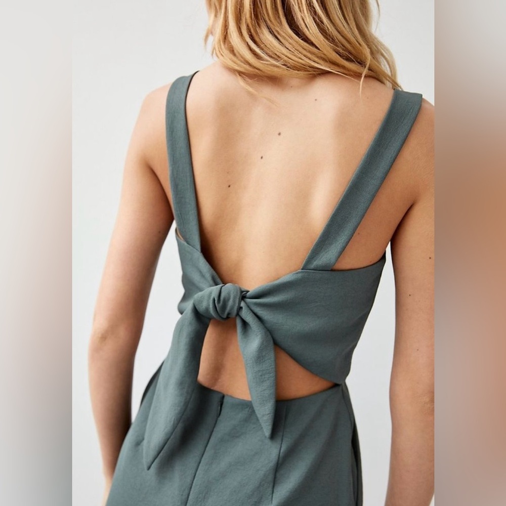 Wilfred Sage Green Back-Tie Open-Back Dress